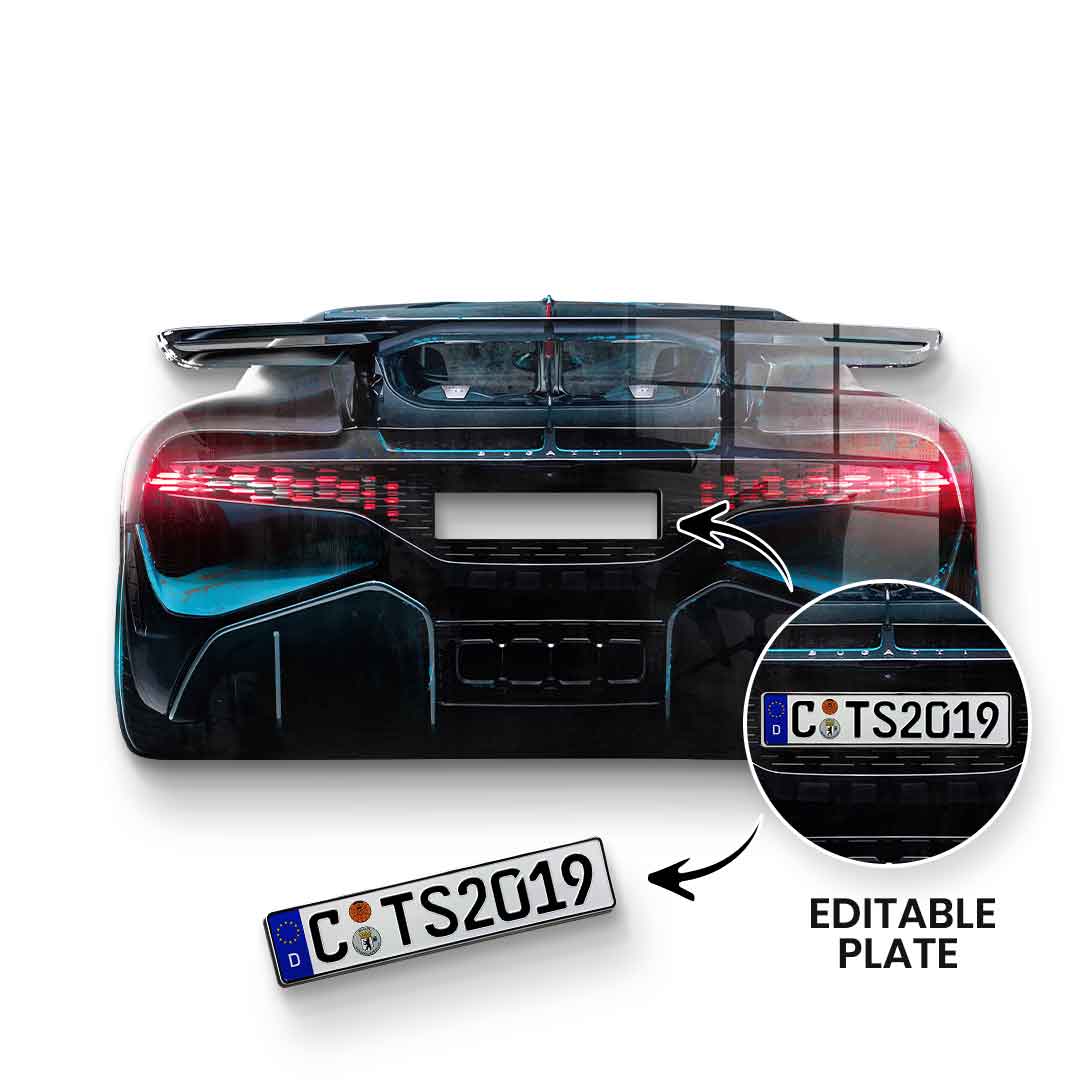 Wandskulptur Bugatti Backside - Acrylglas - personalisierbar