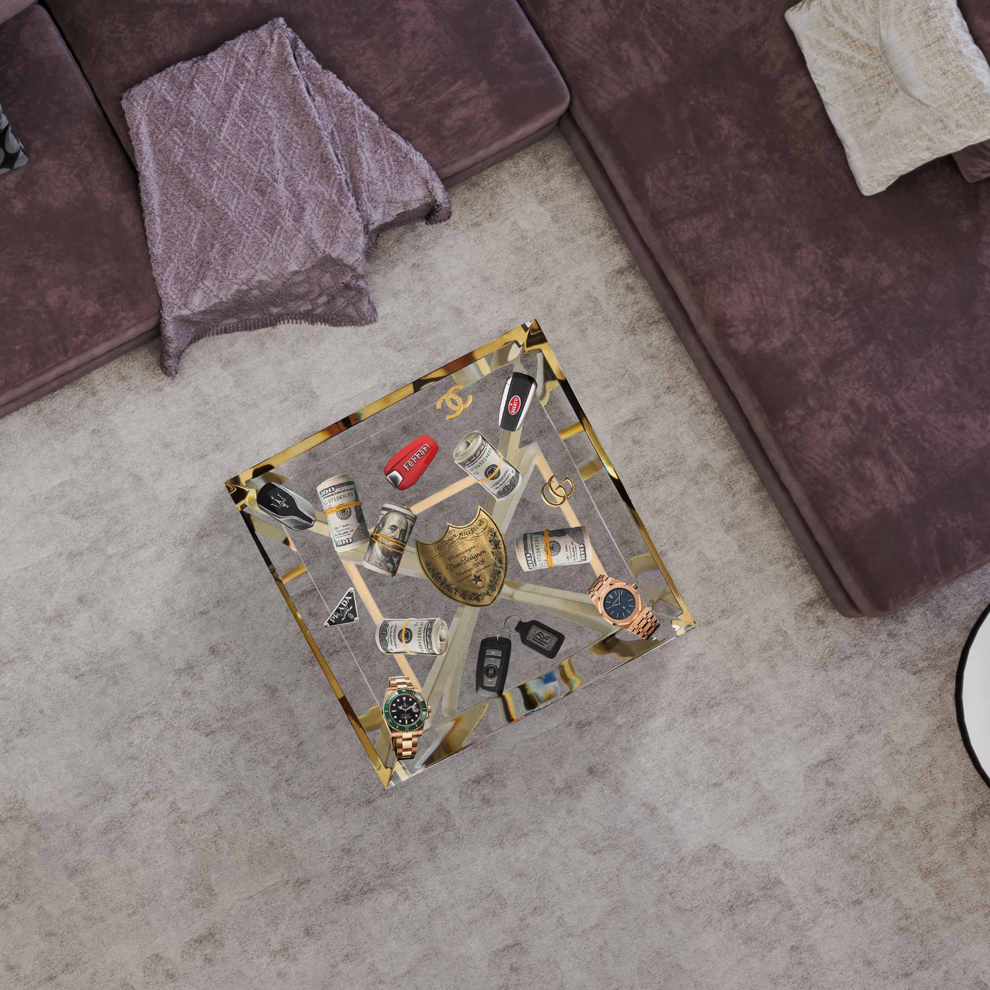 Save Water Drink Champagne Epoxy Table