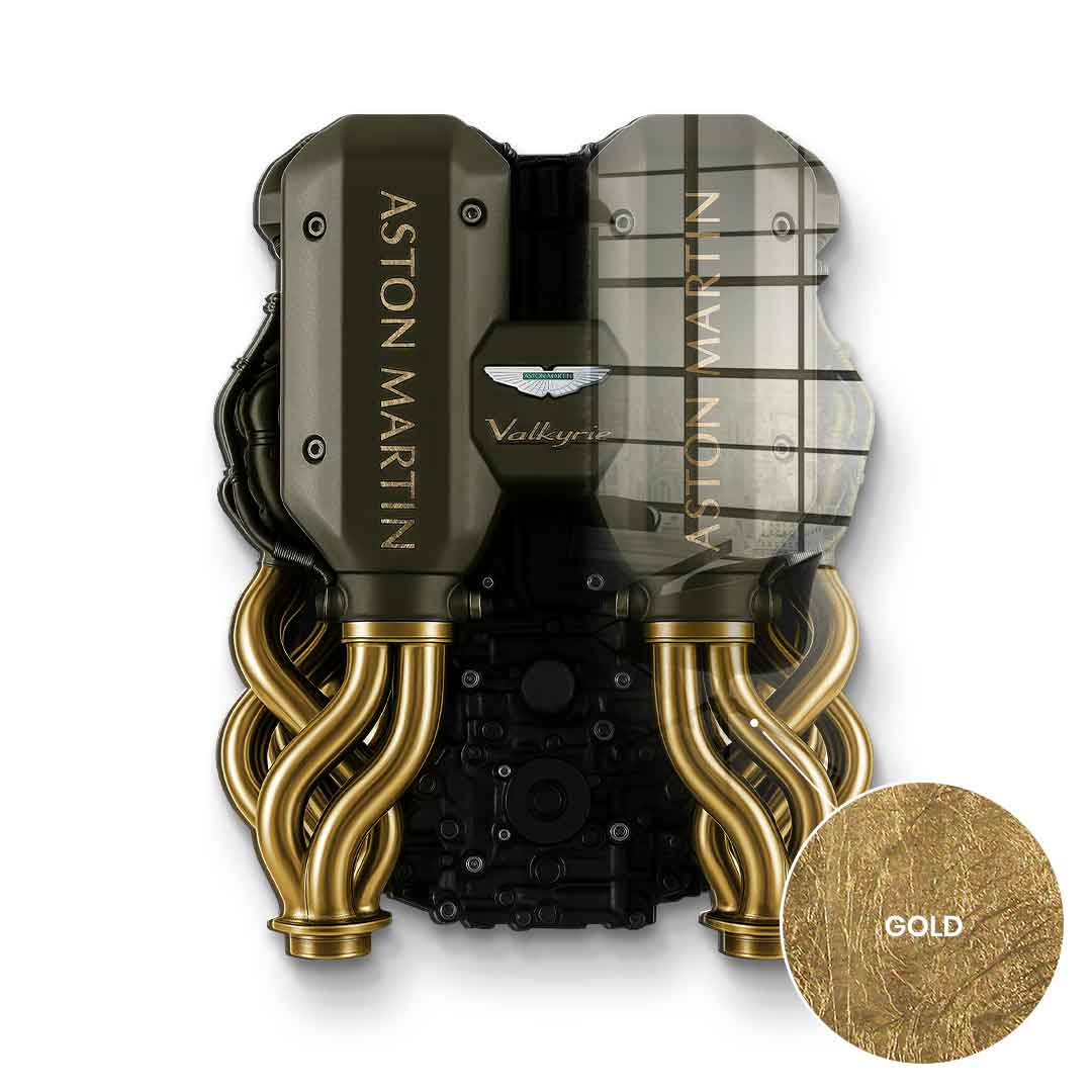 Wall sculpture Aston Martin Engine - gold leaf