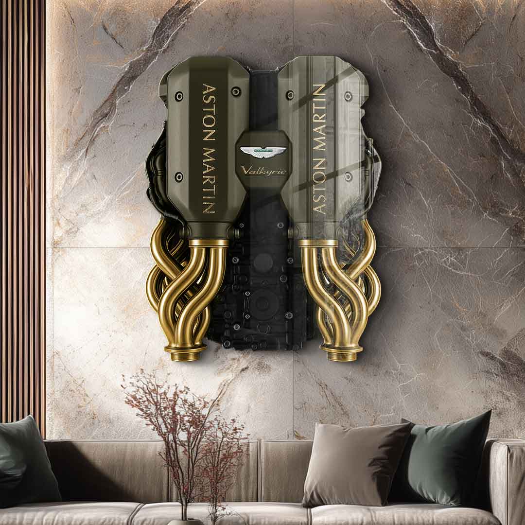 Wall sculpture Aston Martin Engine - gold leaf