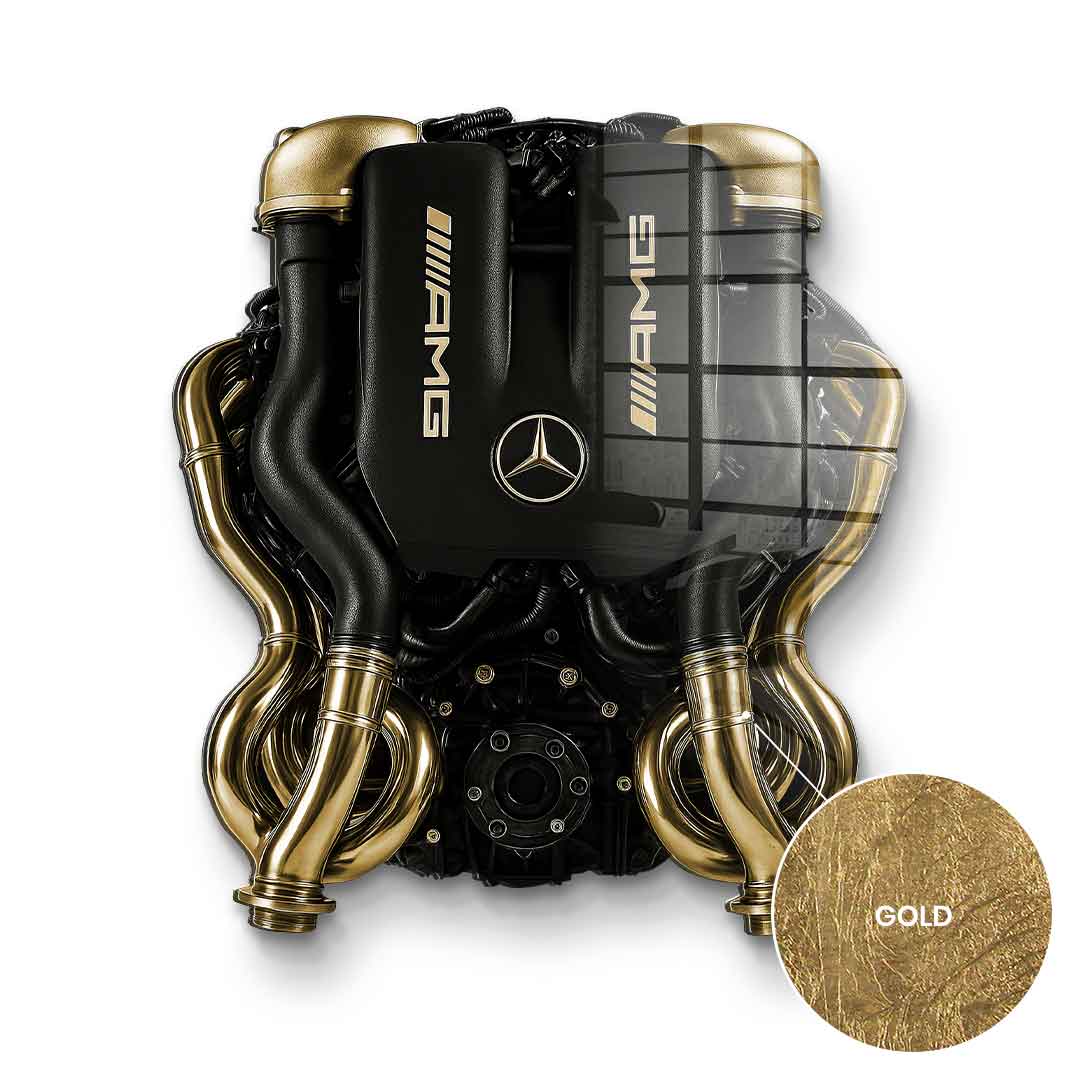 Wandskulptur Mercedes V8 Engine - Blattgoldbild