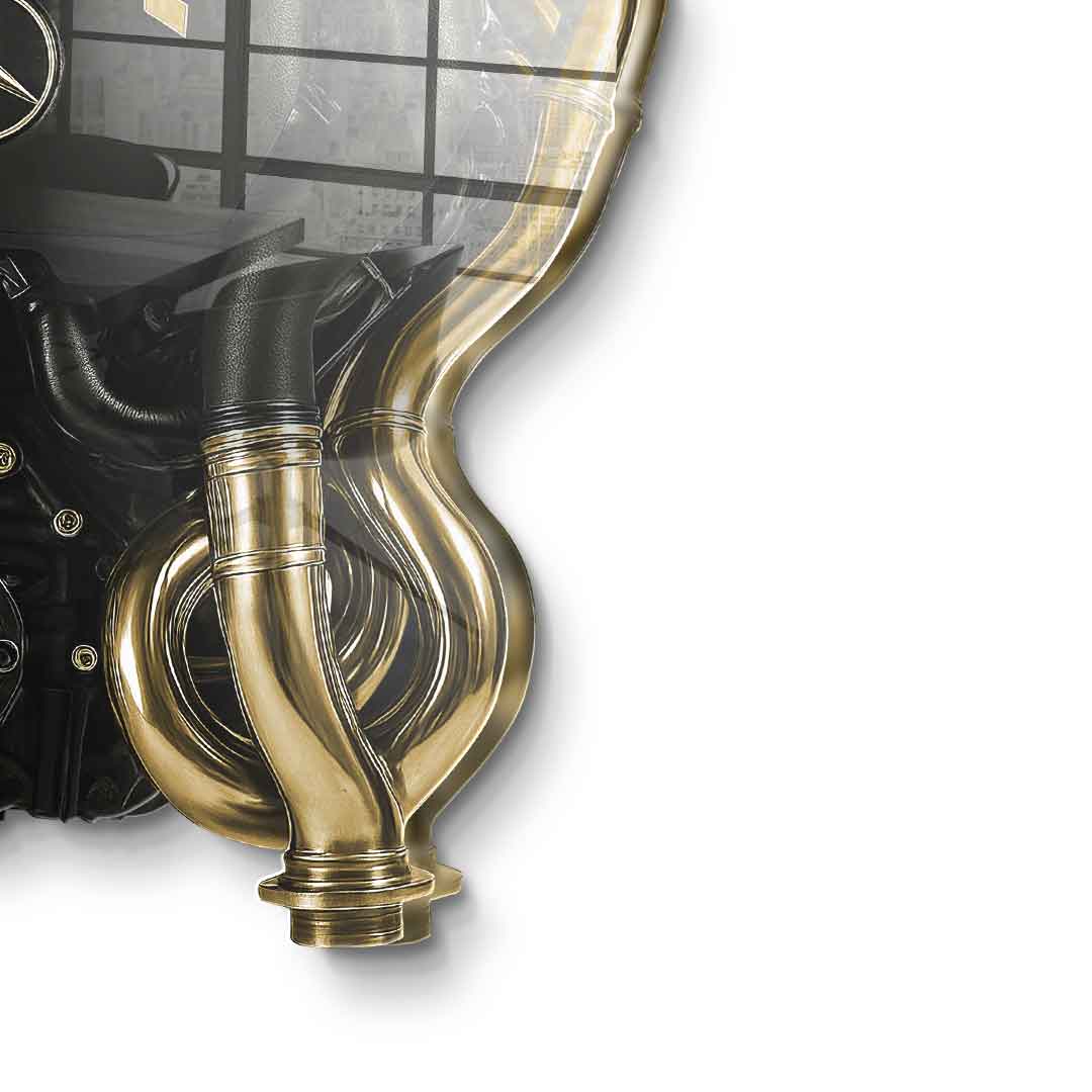 Wandskulptur Mercedes V8 Engine - Blattgoldbild