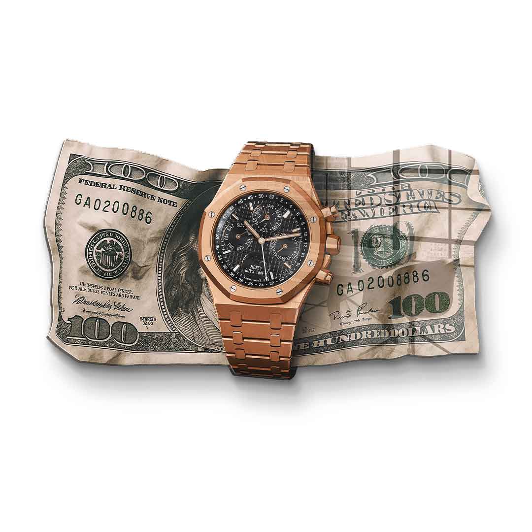 Wandskulptur Money Buys Time - Acrylglas