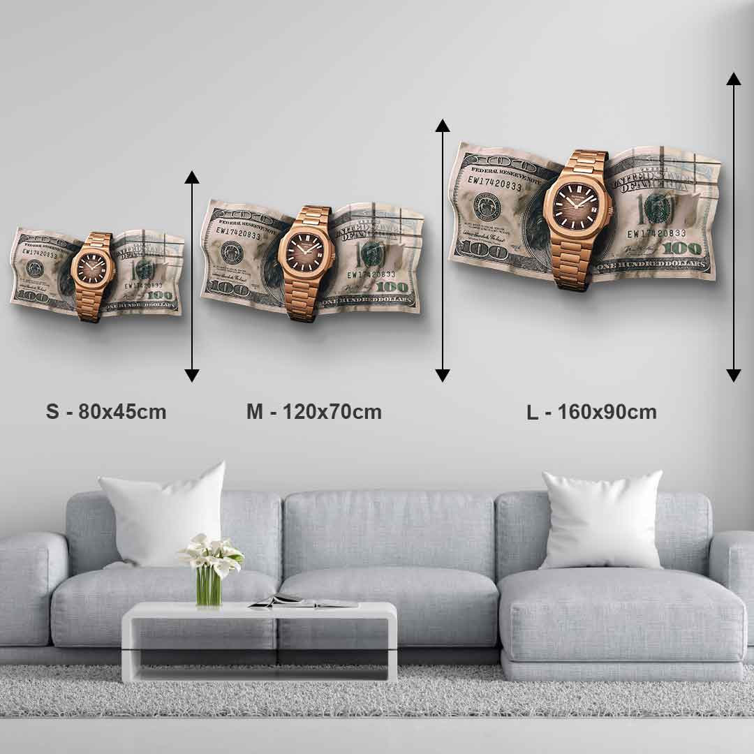 Wall sculpture Wealth is Timing - acrylic glass