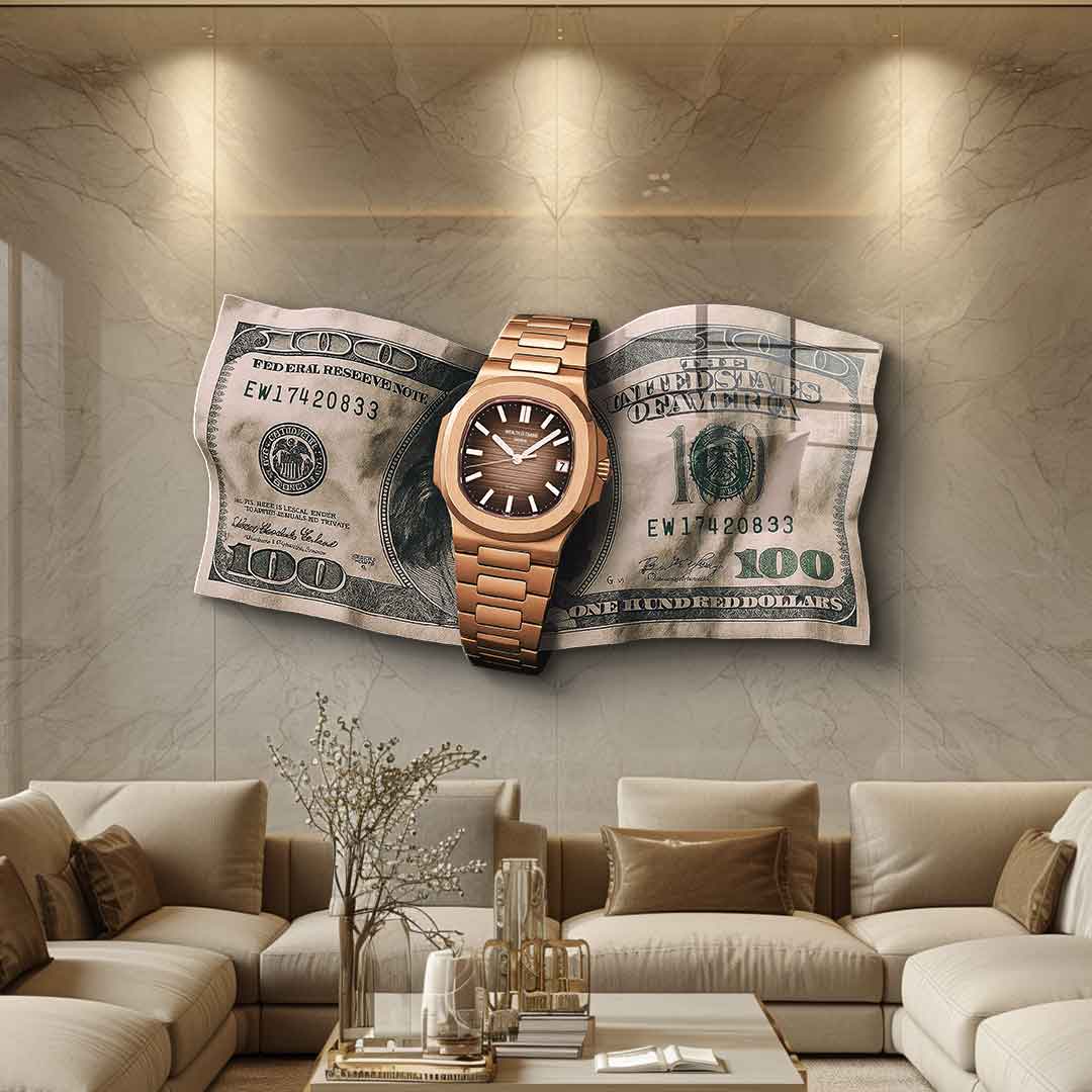 Wall sculpture Wealth is Timing - acrylic glass